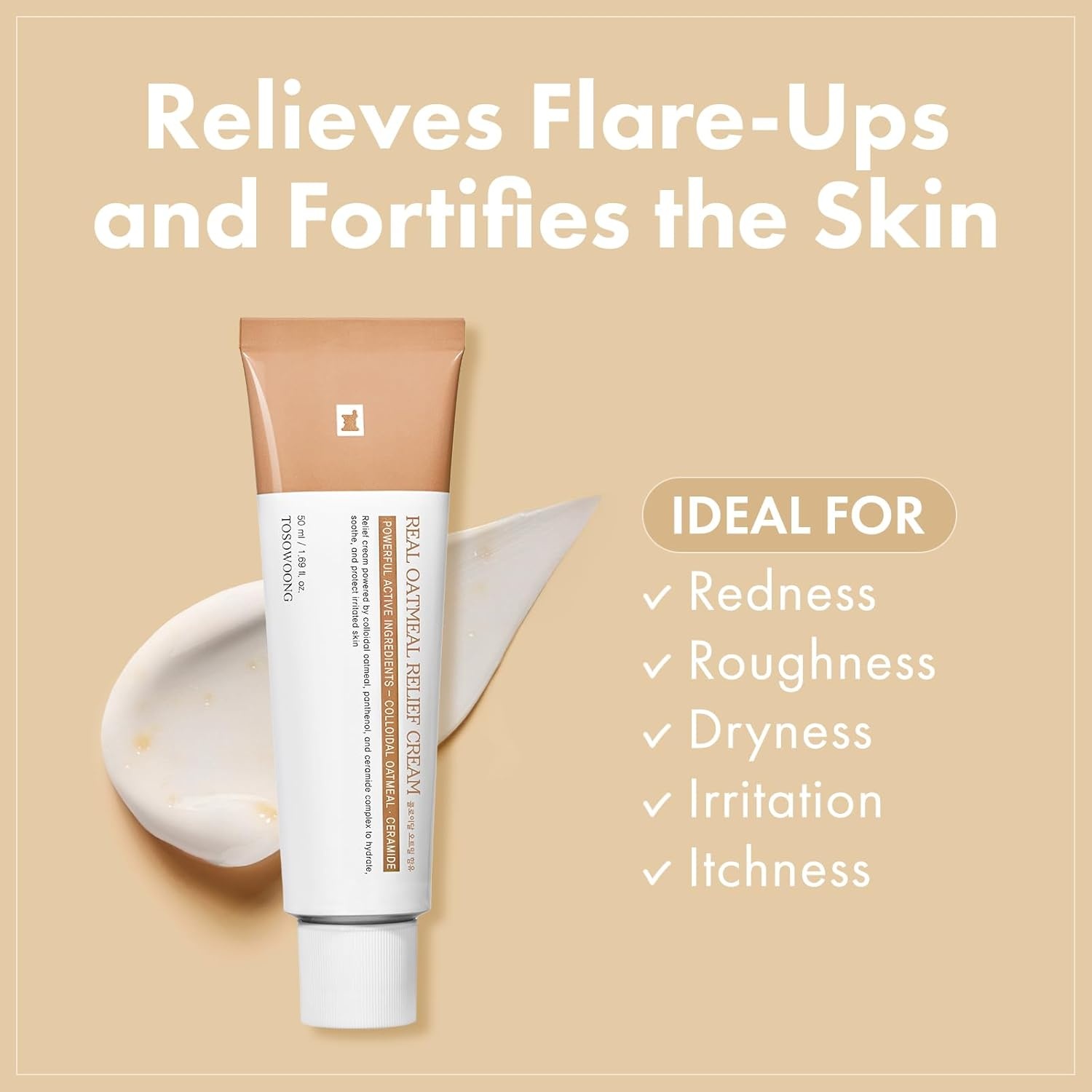 TOSOWOONG Calm & Correct Routine: Colloidal Oatmeal Cream for Dryness & Salmon DNA Eye Treatment for Fine Lines – Fragrance-Free Soothing & Firming K-Beauty Kit - view 6