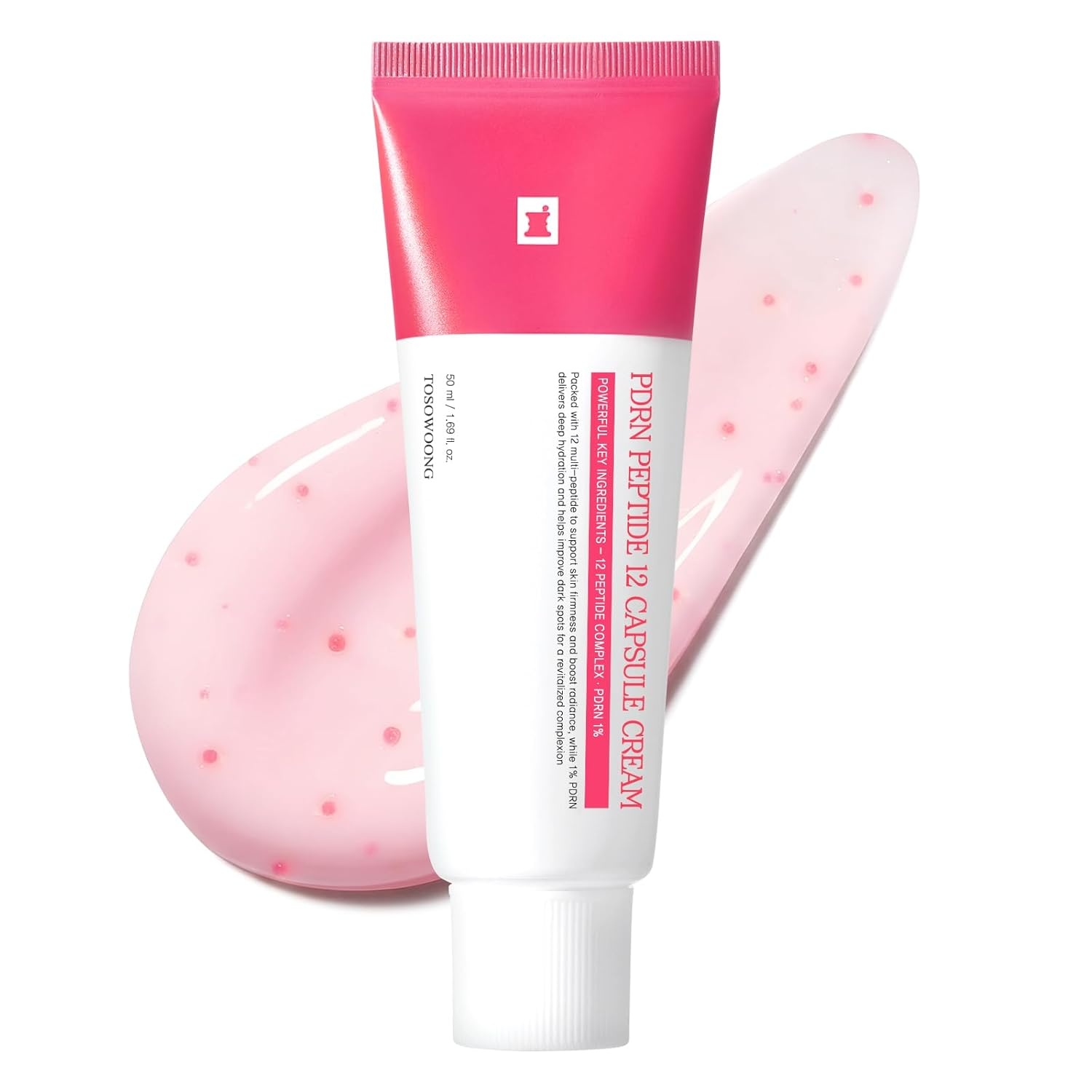 TOSOWOONG PDRN Power Duo, Pink Peptide 12 PDRN Serum and PDRN Peptide 12 Capsule Cream, Korean Skincare Set, 8 Hyaluronic Acids for Anti-Wrinkle