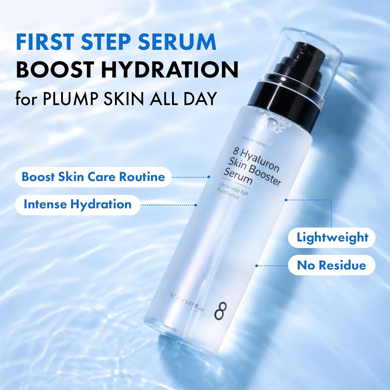 TOSOWOONG Hyaluronic Acid Duo – 8 Hyaluron Skin Booster Serum (5.07 fl. oz) & Hyaluronic Acid 9 Cream Set – Deep Multi-Layer Hydration & Glow Boosting Korean Skincare Kit - view 2