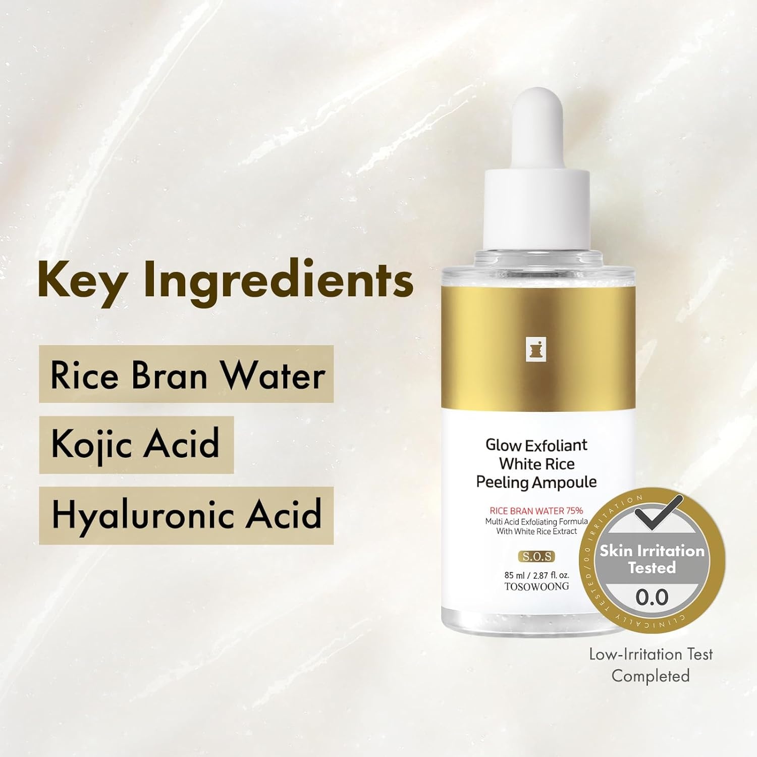 TOSOWOONG Cleanse and Exfoliate Duo, White Rice Peeling Ampoule and Madagascar Centella Face Wash, Korean Skincare Set with 75% Rice Bran Water, 9 Cica Complex, AHA, PHA for Pore Care, Even Tone - view 4