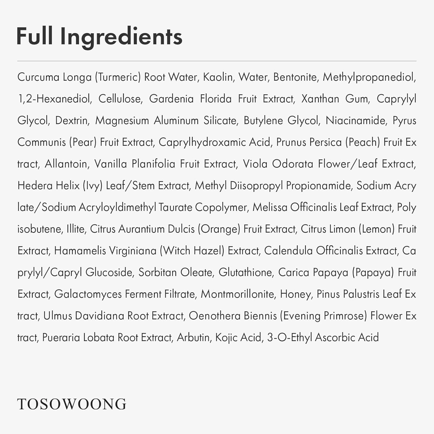 TOSOWOONG Kojic Acid Turmeric Mud Mask, Dark Spot & Blackhead Cleanser with Vitamin C, Niacinamide, Arbutin, Pore Cleaner, Clear Skin, Cooling Quick Dry Formula Face mask, Korean Skincare,100g/3.52oz. - view 5