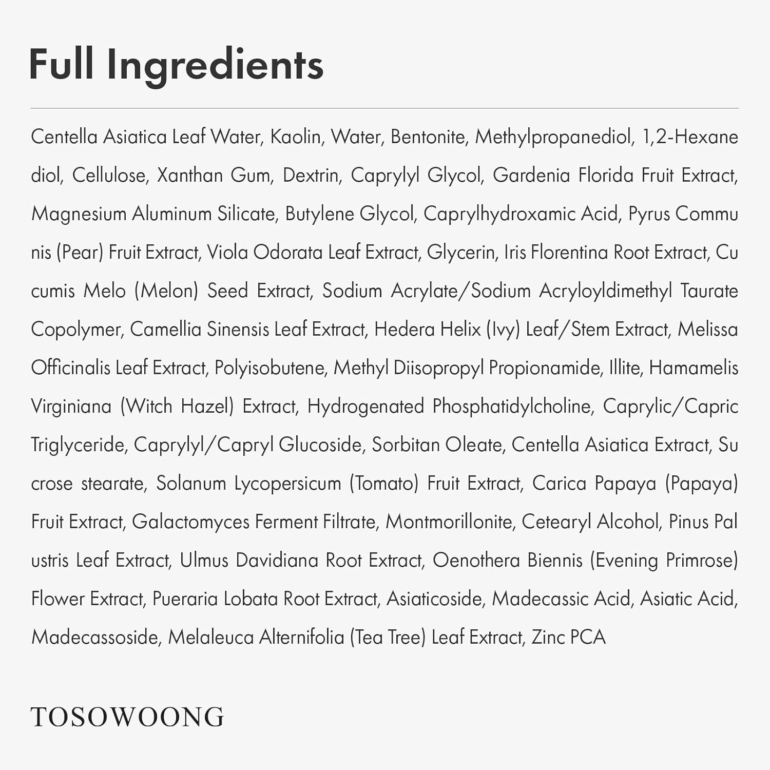 TOSOWOONG Real Centella Mud Mask for Blemish-Prone Skin with Witch Hazel, Tea Tree, Blackhead cleansing, Pore Care & Skin Relief, Cooling Quick Dry Formula Face Mask, Korean Skincare, 100 g / 3.52 oz. - view 5