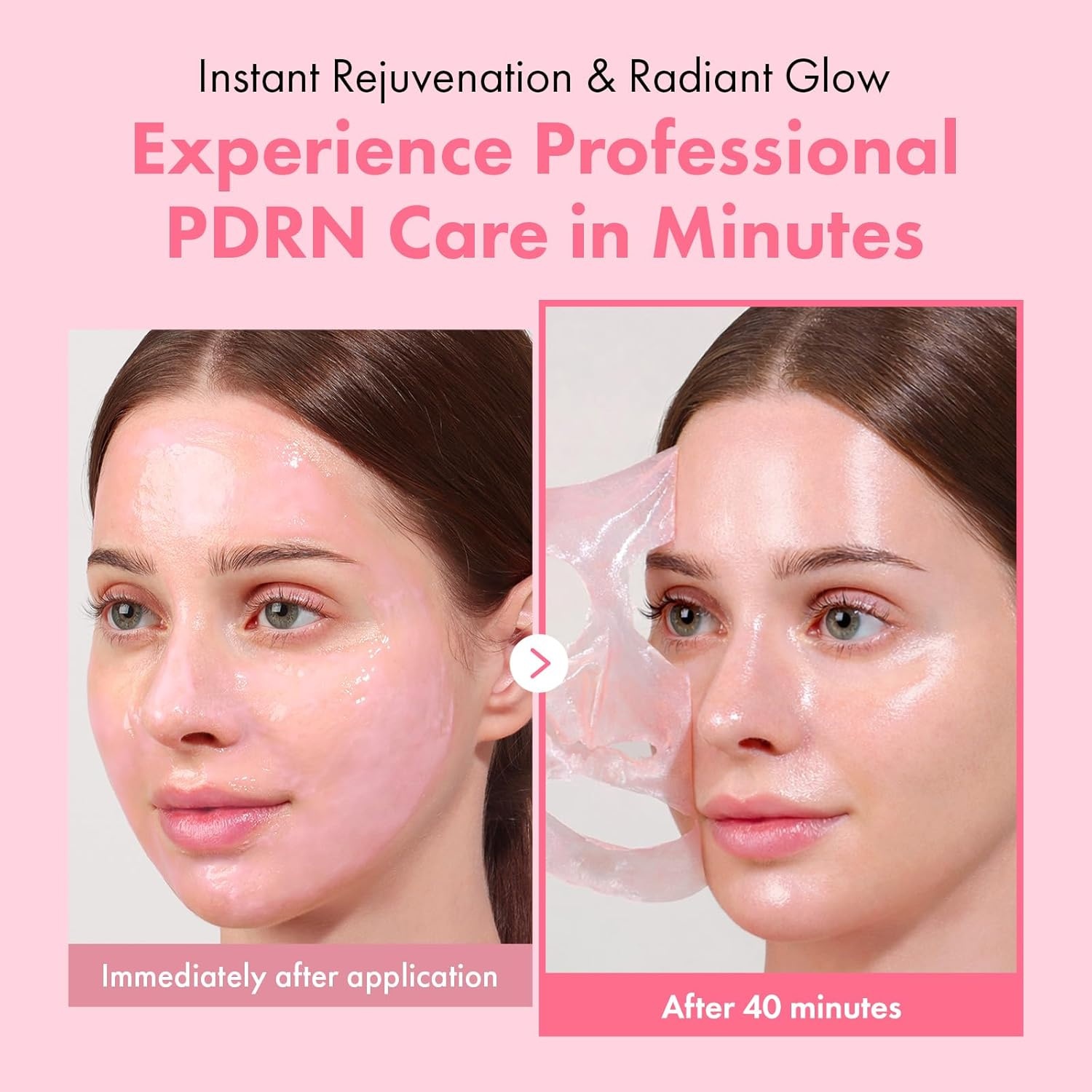 TOSOWOONG Real Pink PDRN Fit, Salmon DNA Wrapping Mask,12 Peptides, Hydrolyzed Collagen Peel Off Facial Mask for Elasticity, Firming, Moisturizing, Glow, Glass Skin, Korean Skincare, 50ml/1.69 fl. oz.