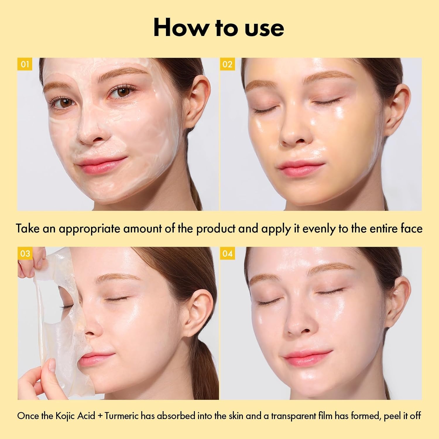 TOSOWOONG Real Kojic Acid Turmeric Fit, Dark Spot Wrapping Mask, Vitamin C & Glutathione Peel Off Facial Mask for Even Tone, Elasticity, Hydrating, Glow, Glass Skin, Korean Skincare, 50ml/1.69 fl. oz. - view 3