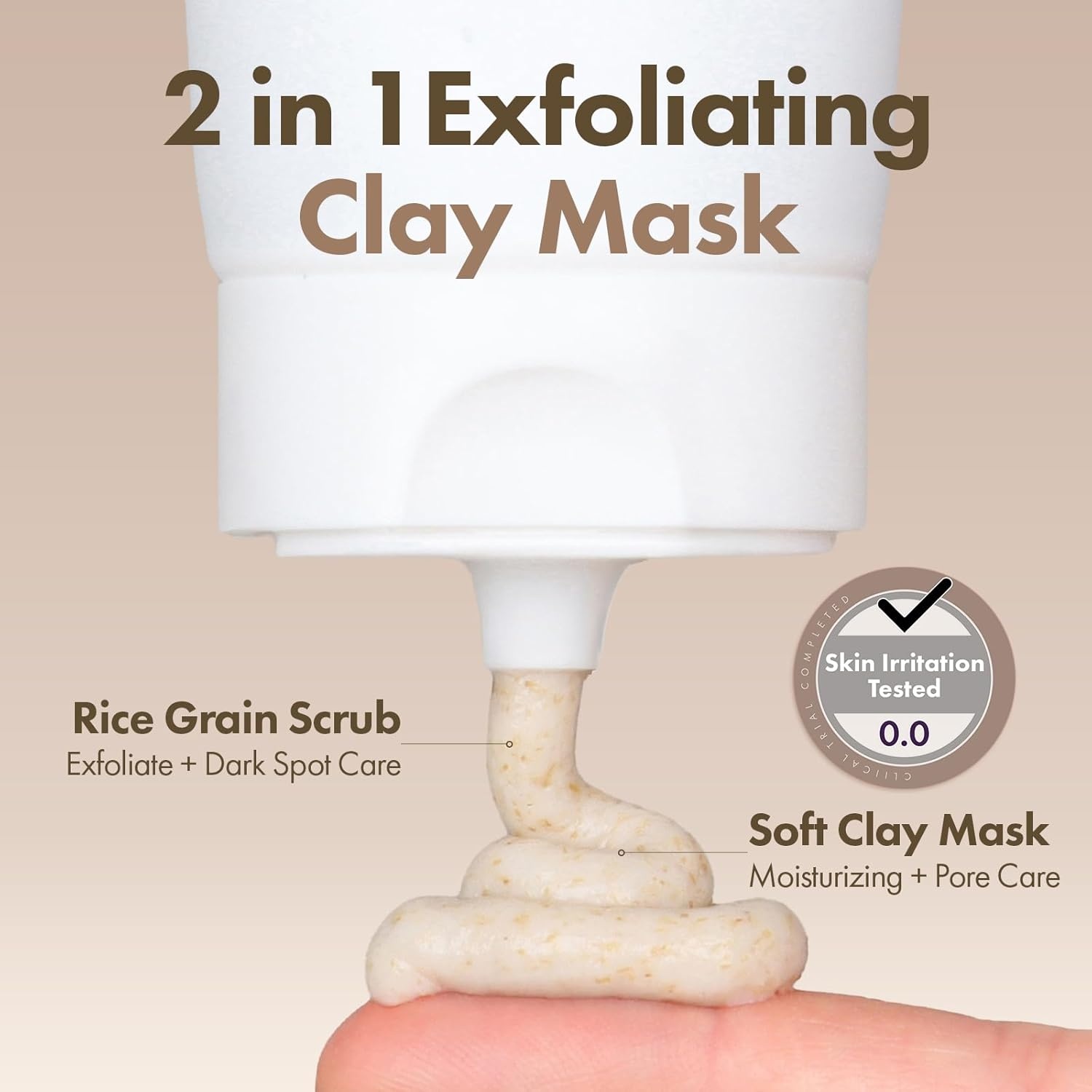 TOSOWOONG Rice Glow Clay Mask, 3% Korean Rice Wash-Off Mask & Exfoliating Scrub, Kaolin Mud for Pore Minimizing, Sebum Control, Honey Instant Glow, Glass Skin, Korean Skincare, 100 ml / 3.38 fl. oz. - view 2
