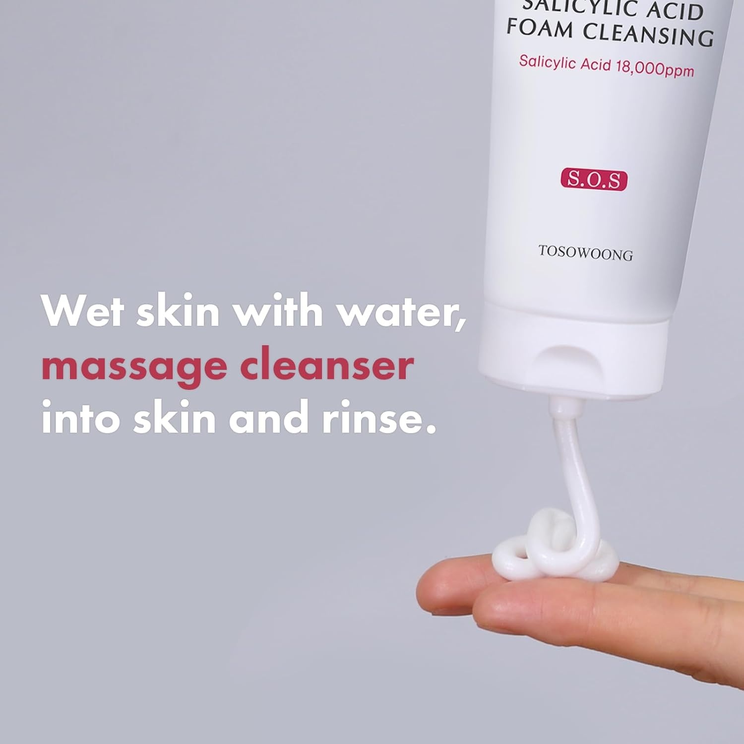 TOSOWOONG Salicylic Acid Foam Cleanser for Oily Skin, 18,000ppm Salicylic Acid, Deep Pore Cleansing, Face Wash For Breakouts, Exfoliating Cleanser, Korean Skin Care, 100ml, 3.38 fl. oz. - view 4