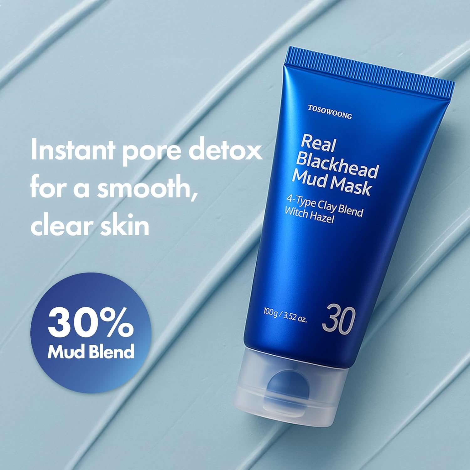 TOSOWOONG Real Blackhead Mud Mask, Facial & Nose Pore-Purifying Clay – Korean Mud Mask, Pore Tightening, Deep Pore Cleaner, Cooling & Quick Dry Formula Face Mask, Oil Control, 100 g / 3.52 oz.