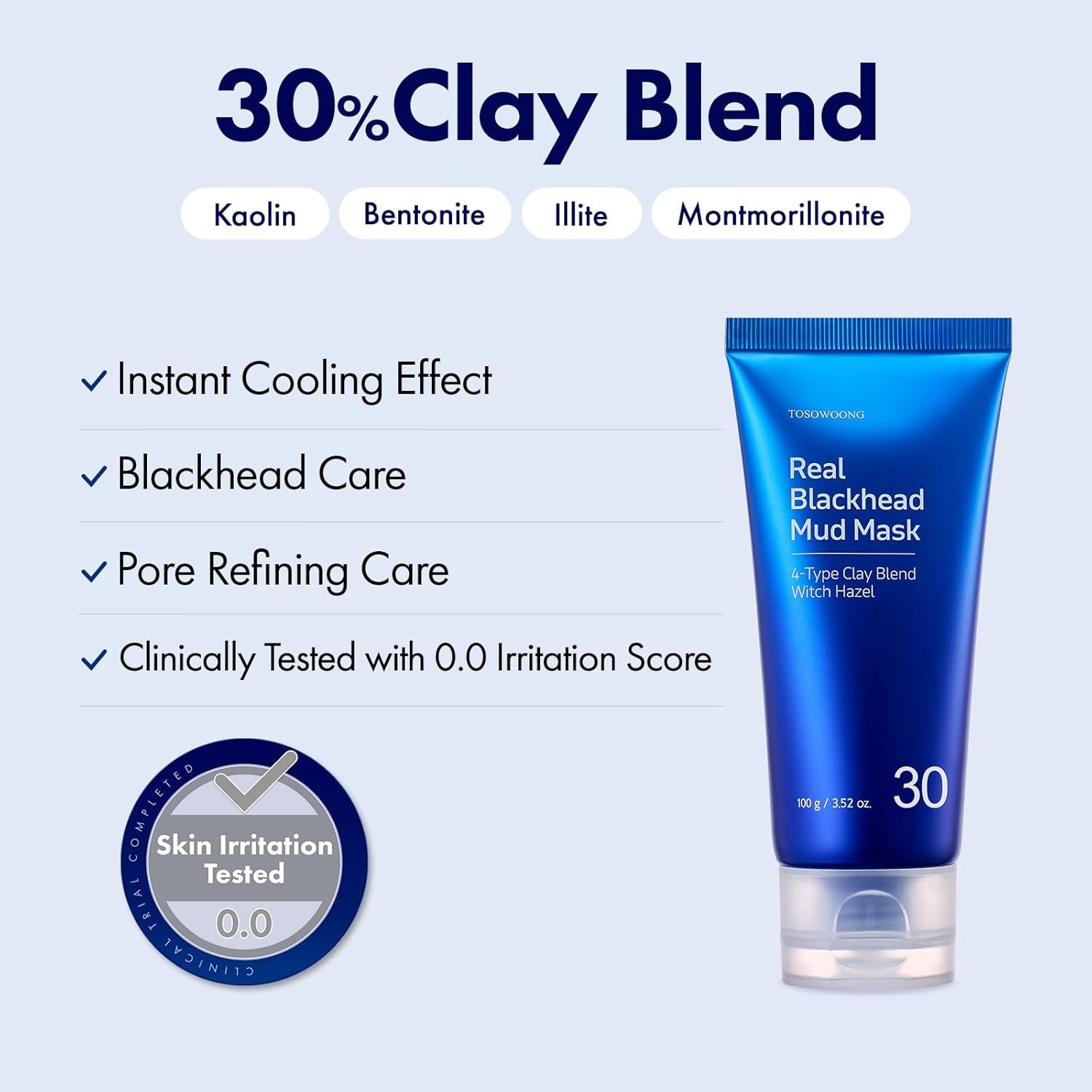 TOSOWOONG Real Blackhead Mud Mask, Facial & Nose Pore-Purifying Clay – Korean Mud Mask, Pore Tightening, Deep Pore Cleaner, Cooling & Quick Dry Formula Face Mask, Oil Control, 100 g / 3.52 oz. - view 3