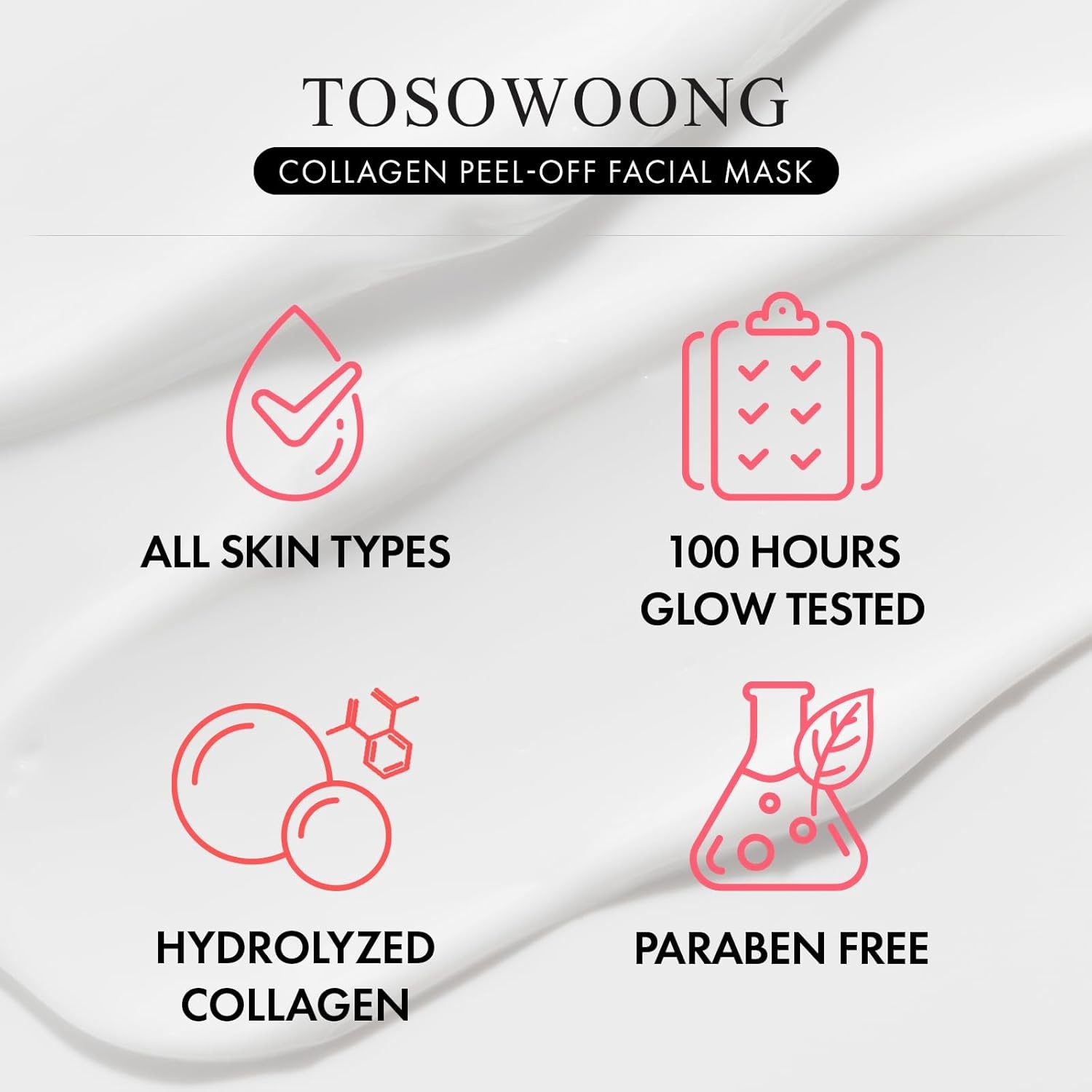 TOSOWOONG Real Collagen Fit, Hydrolyzed Collagen Wrapping Mask, Peel Off Facial Mask for elasticity, Hydrating, Glow, Glass Skin, Face Moisturizer, Self Care, Korean Skin Care, 50ml, 1.69 fl. oz.(1.69 Ounce (Pack of 1)) - view 5