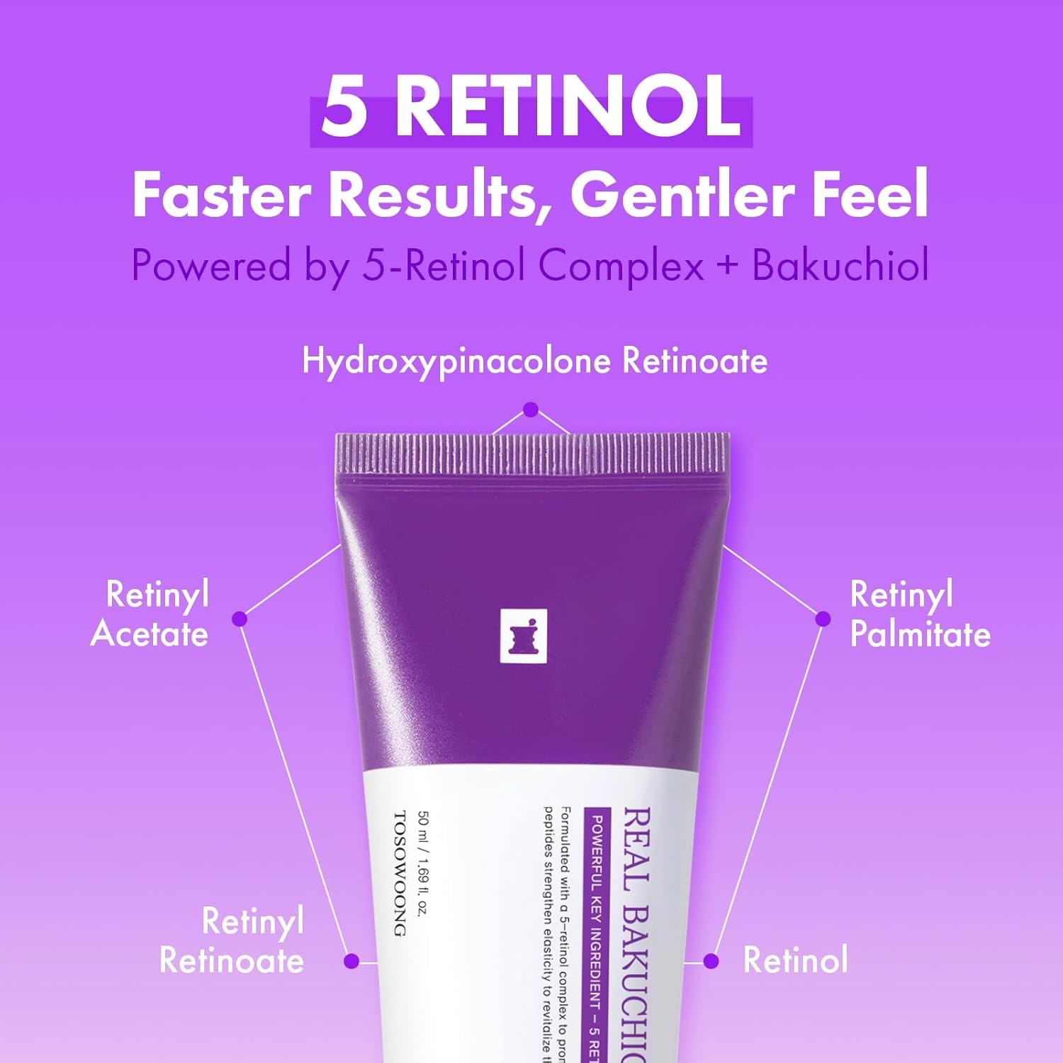 TOSOWOONG Real Bakuchiol Retinol Fit, 5-Retinol Complex, Anti-Aging Peel Off Facial Mask, GHK-Cu Peptide for Fine Lines & Wrinkles, Hyaluronic Acid Glass Skin, Korean Skincare, 50ml / 1.69 fl. oz. - view 2