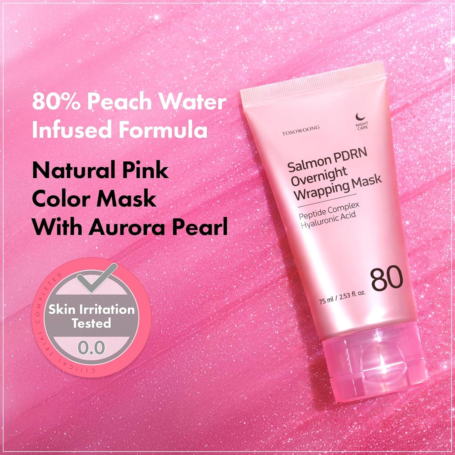 TOSOWOONG Salmon DNA PDRN Overnight Wrapping Mask, High Purity PDRN Peel Off Facial Mask for Glass Skin, Caffeine, Collagen and Peptide Anti-Aging, Firming, Korean Skincare, 75 ml / 2.53 fl. oz. - view 2