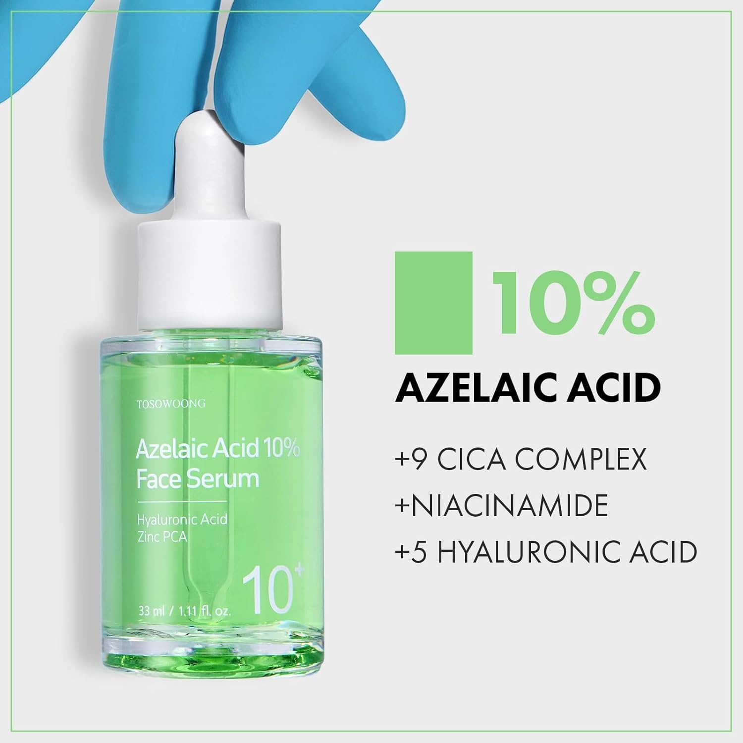 TOSOWOONG Azelaic Acid 10% Face Serum, Rosacea care, Redness Soothing and Blemish, Centella Asiatica for Acne-prone, Niacinamide, Hyaluronic Acid, Korean Skincare, Natural Color, 33 ml / 1.11 fl. oz. - view 4