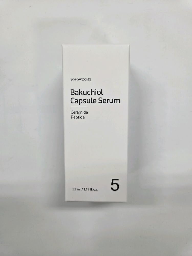 TOSOWOONG Bakuchiol Capsule Serum, 5,000ppm Bakuchiol Retinol Natural Alternative, Anti-Aging, Plumping, Pore, Wrinkles, 8 Hyaluronic Acids, 5 Ceramides, Hydration, Korean Skincare, 33ml/1.11 fl.oz.
