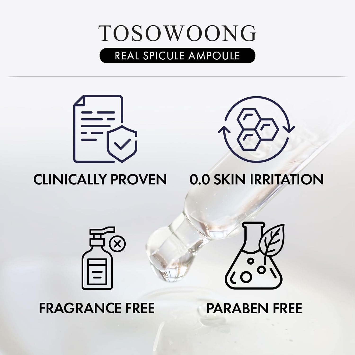 TOSOWOONG Real Spicule Ampoule with 30,000 Shots, Niacinamide, Panthenol, Liquid Skin Booster Serum, Pore Minimizer, Exfoliating, Dead Skin Cells, Skin Texture, Korean Skincare, 30ml, 1.01 fl. oz. - view 5