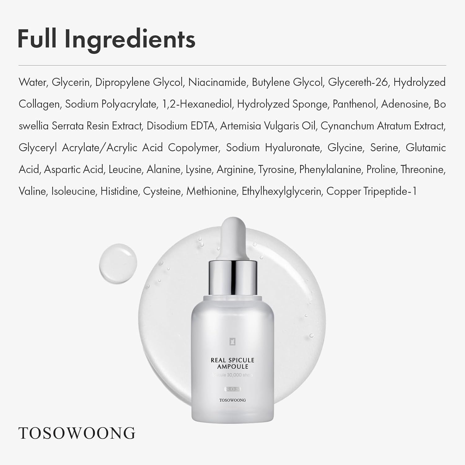 TOSOWOONG Real Spicule Ampoule with 30,000 Shots, Niacinamide, Panthenol, Liquid Skin Booster Serum, Pore Minimizer, Exfoliating, Dead Skin Cells, Skin Texture, Korean Skincare, 30ml, 1.01 fl. oz. - view 6