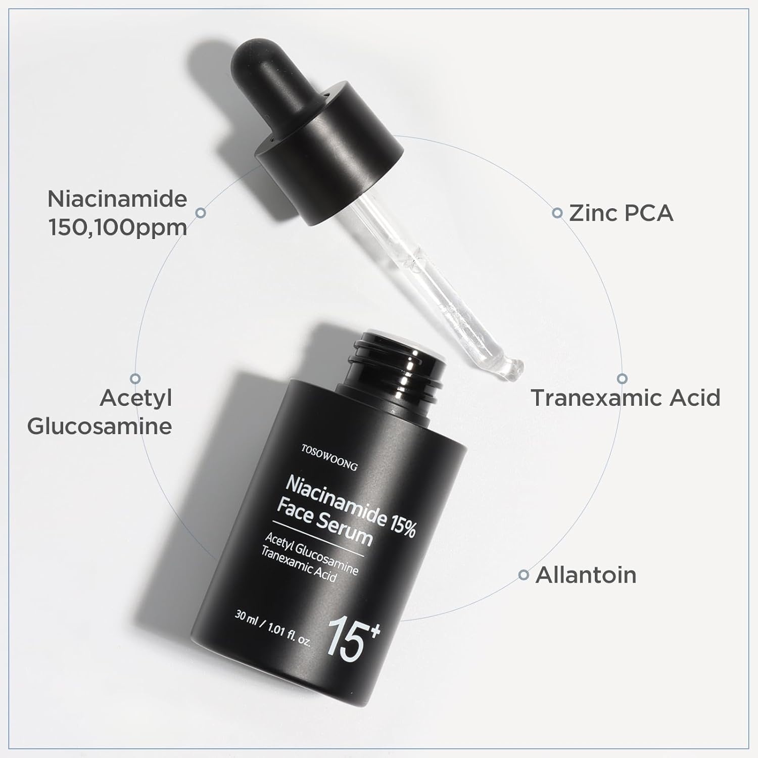 TOSOWOONG Niacinamide 15% Face Serum, 150,100ppm Niacinamide, Tranexamic acid, Dark Spot Corrector, Glass Skin, Radiant Complexion, Pore Minimizer, Even Skin Tone, Korean Skin Care, 30ml, 1.01 fl.oz. - view 3