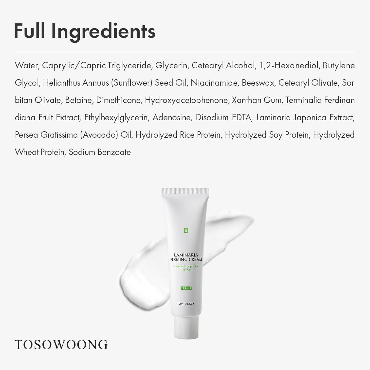 TOSOWOONG Laminaria Firming Cream with Niacinamide, Fights Wrinkles & Evens Tone, Firming Anti-Wrinkle Face & Neck Cream, Glycerin & Adenosine, 50g, 1.76 oz. - view 5