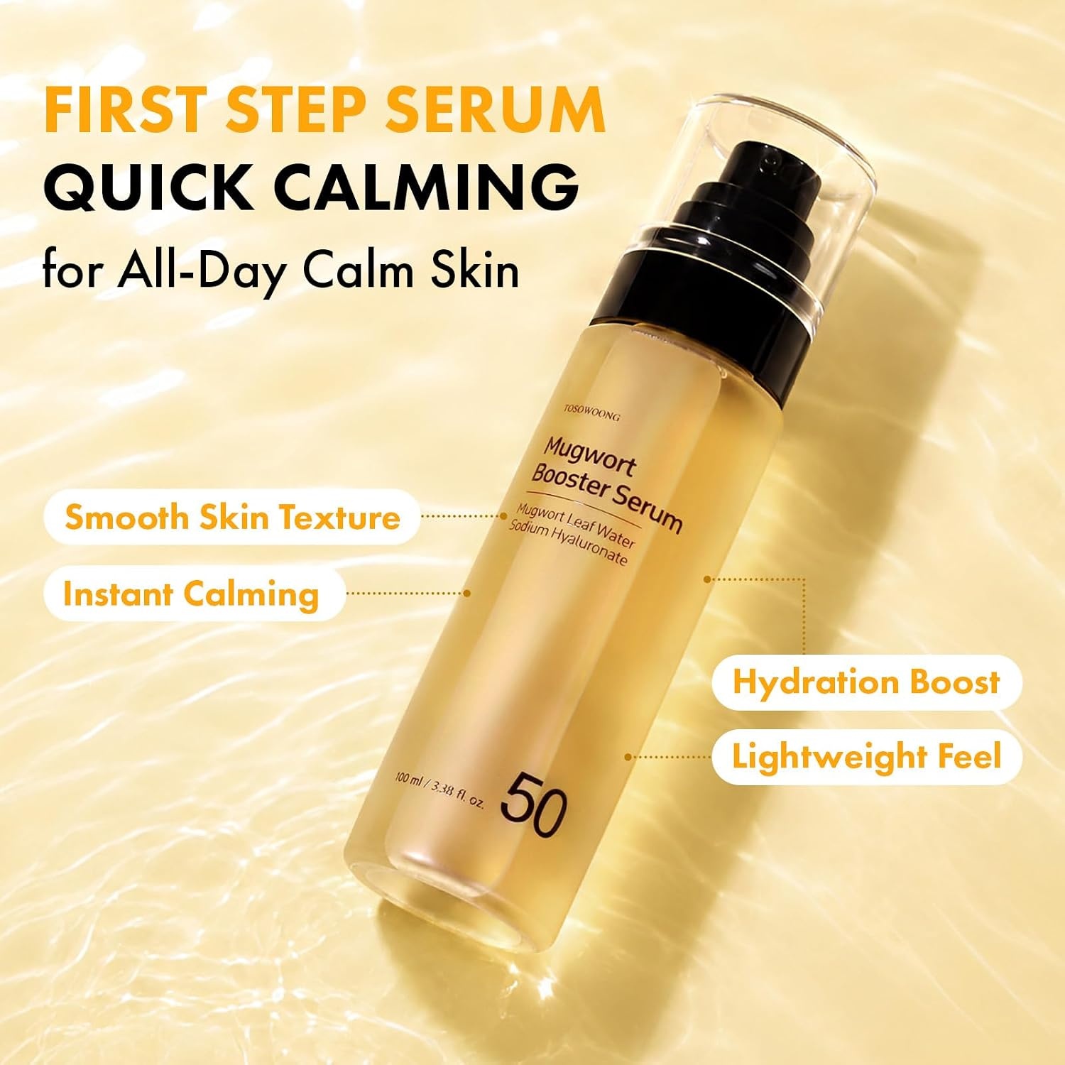 TOSOWOONG Mugwort Booster Serum, 50% Mugwort Deep Calming Essence, Hyaluronic Acid for Hydrating Glow, Skin Flooding, Strengthen Skin Barrier, Sensitive Skin, Korean Skincare, 100 ml / 3.38 fl. oz. - view 2