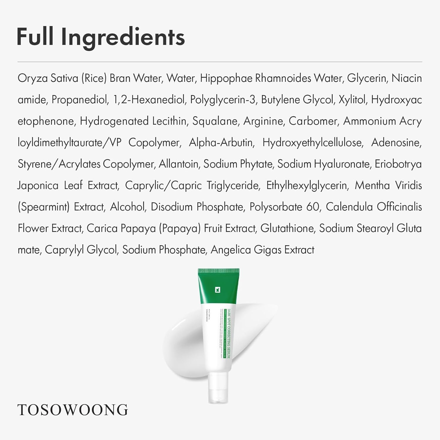 TOSOWOONG Dark Spot Correcting Serum for Hyperpigmentation, Brightening Dull Skin with 58% Rice Bran Water, 5% Niacinamide, Glutathione and Alpha-Arbutin, Korean Skincare, 50 ml / 1.69 fl. oz. - view 5