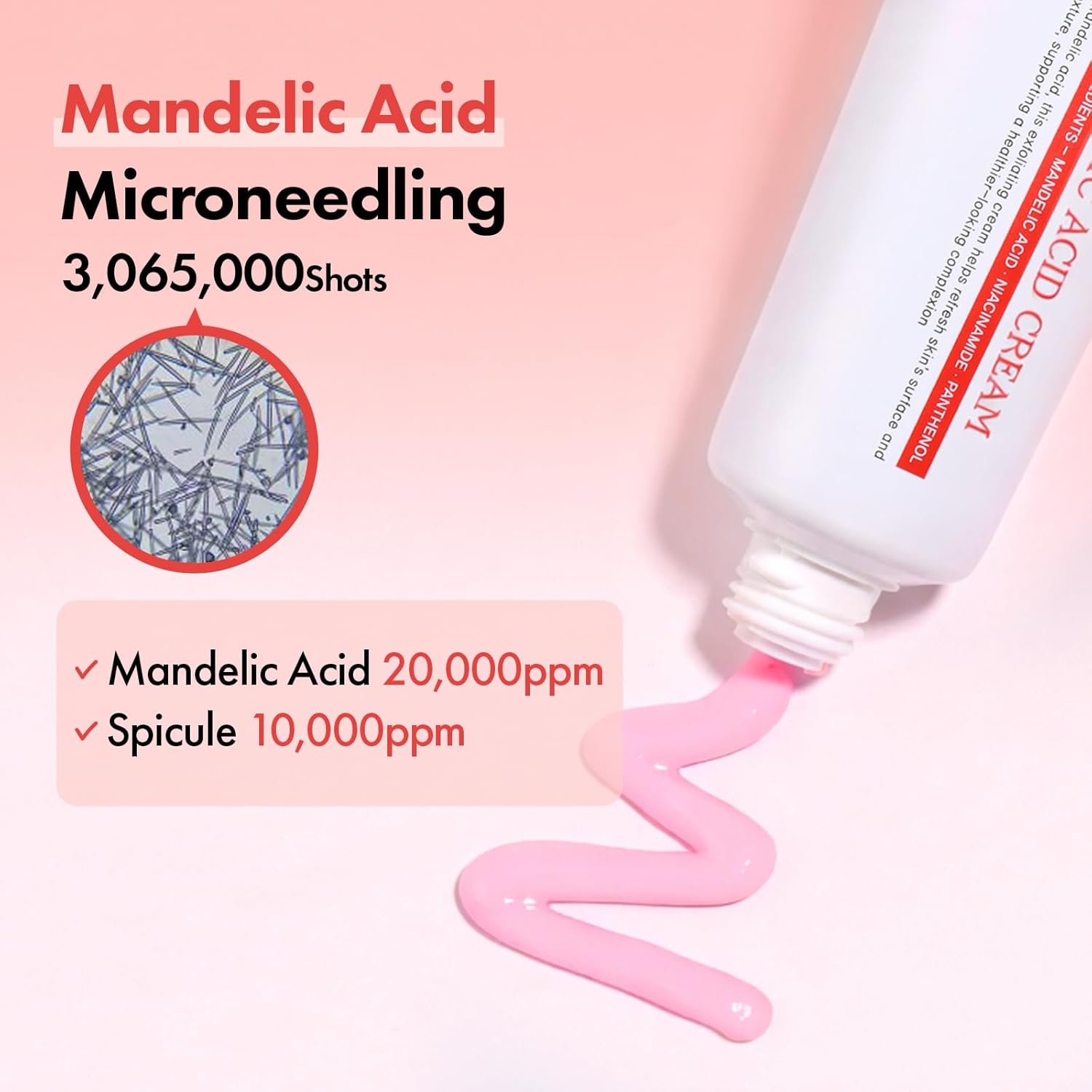 TOSOWOONG Real Mandelic Acid Cream, AHA Gentle Face Exfoliator with Spicule 10,000ppm, Glycolic Acid, Niacinamide, Tea Tree for Dark Spot, Bumpy Skin, Microneedling, Korean Skincare, 50ml / 1.69fl.oz.
