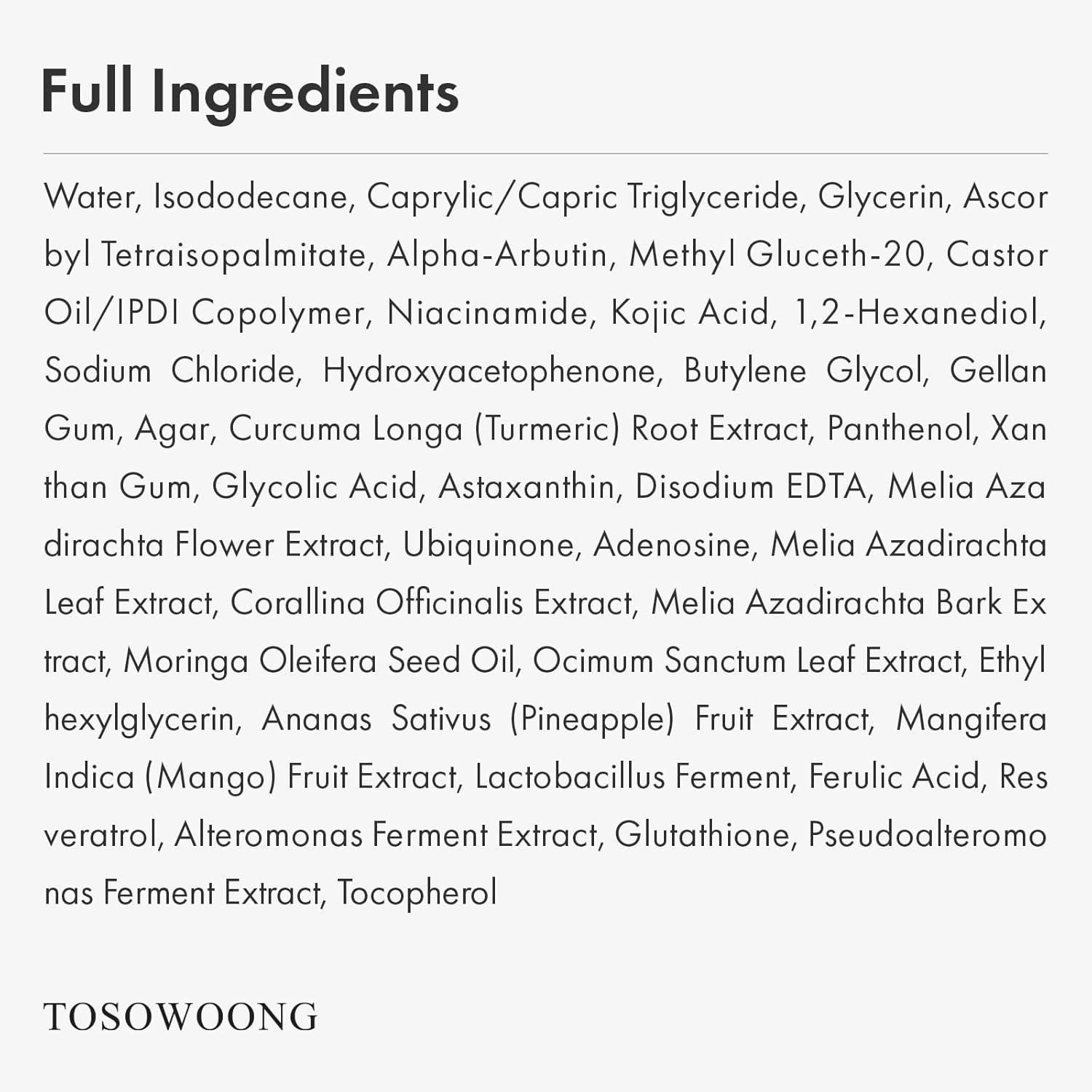 TOSOWOONG Real Turmeric Kojic Acid Serum – Brightening serum 7,000ppm Kojic Acid, 1,500ppm Turmeric, Alpha Arbutin, Astaxanthin, Glycolic Acid, Dark Spots, Freckle, Korean Skin Care, 33ml/1.11 fl.oz. - view 5