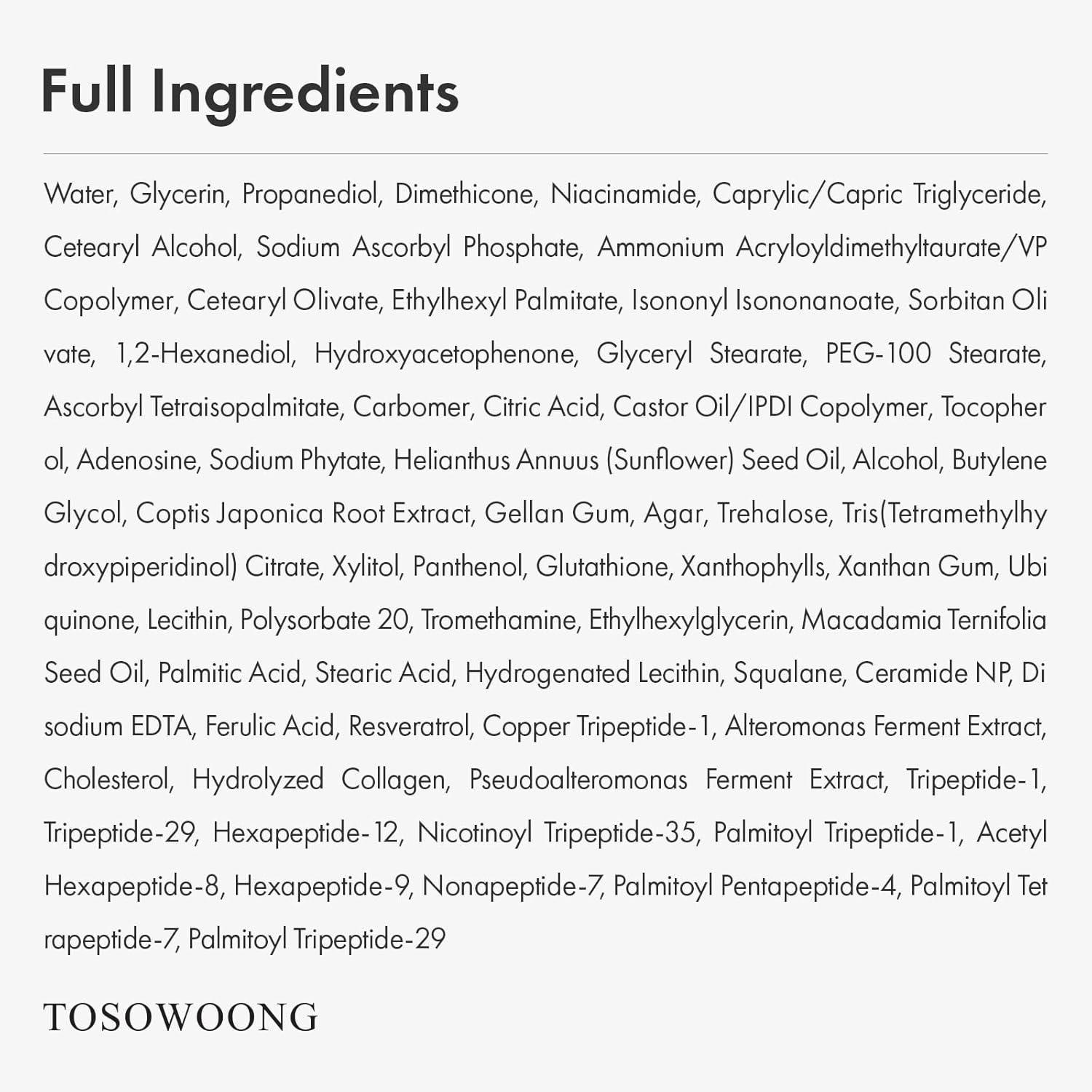 TOSOWOONG Vitamin C Brightening Cream for Even Skin Tone, Hyperpigmentation and Dark Spot Care with Glutathione, Tocopherol (Vitamin E), Ferulic Acid and Peptides, Korean Skincare, 50 ml /1.69 fl. oz. - view 5