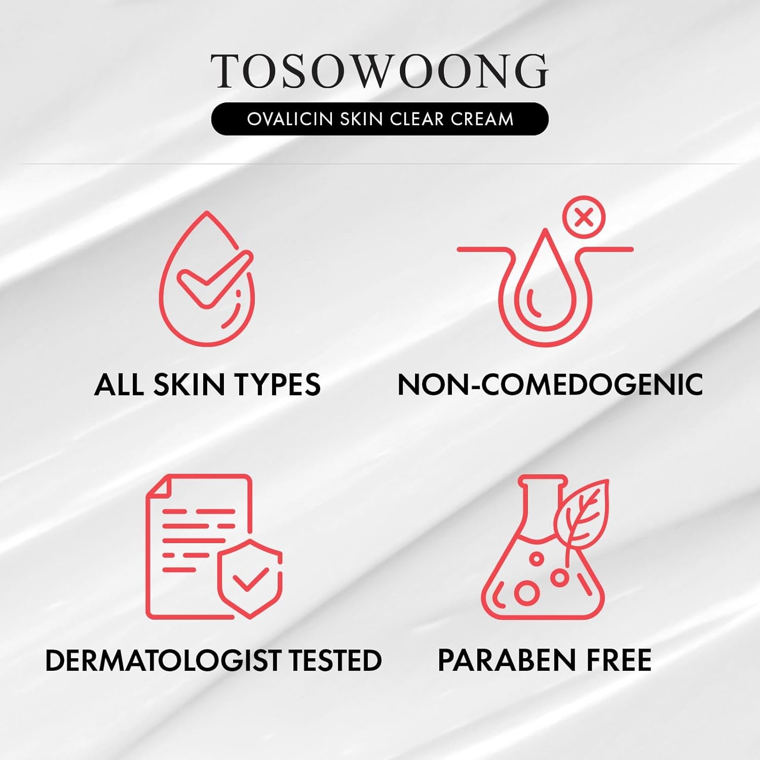 TOSOWOONG Ovalicin Skin Clear Cream, Skin Soothing, Moisturizing with Niacinamide and Sulfur, Korean Skincare, 50g, 1.76 oz. - view 5