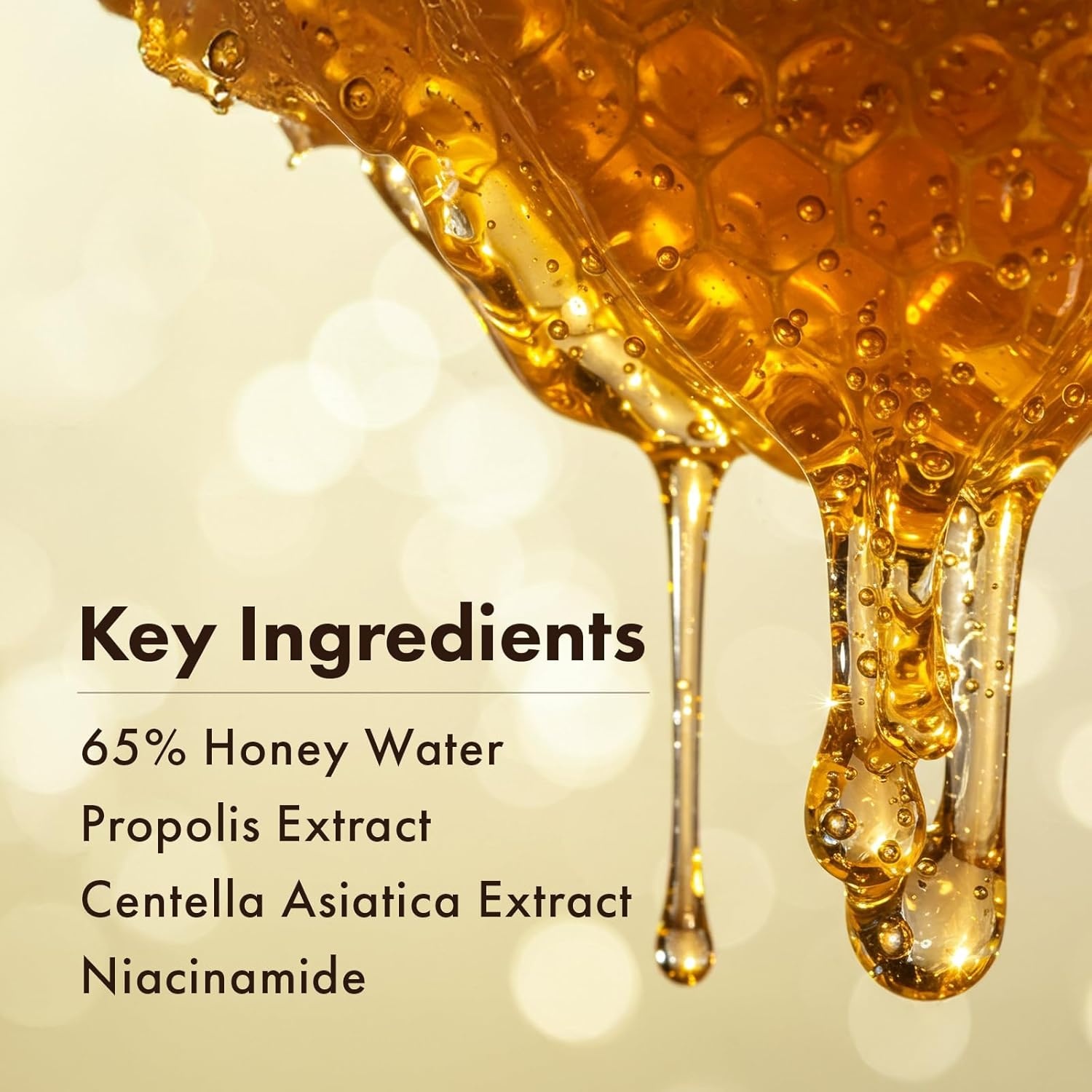TOSOWOONG Honey Glow 65% Propolis Serum, Hyaluronic Acid, Kojic Acid, Niacinamide, Hydrating Facial Soothing Moisturizer for Irritated Uneven Skin Tone, Glass Skin, Korean Skin Care, 33ml, 1.11 fl.oz. - view 3