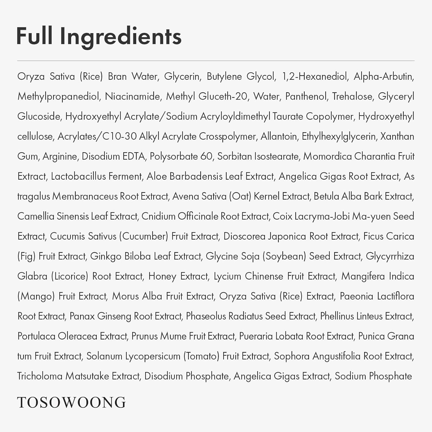 TOSOWOONG Alpha Arbutin 2% Rice Serum, Rice 746,074ppm, Alpha-Arbutin 20,000ppm, Glow, Glass skin, Pigmentation, Acne Marks, Dark Spots, Even Skin Tone, Hydrating, Korean Skin Care, 33ml / 1.11 fl.oz. - view 5