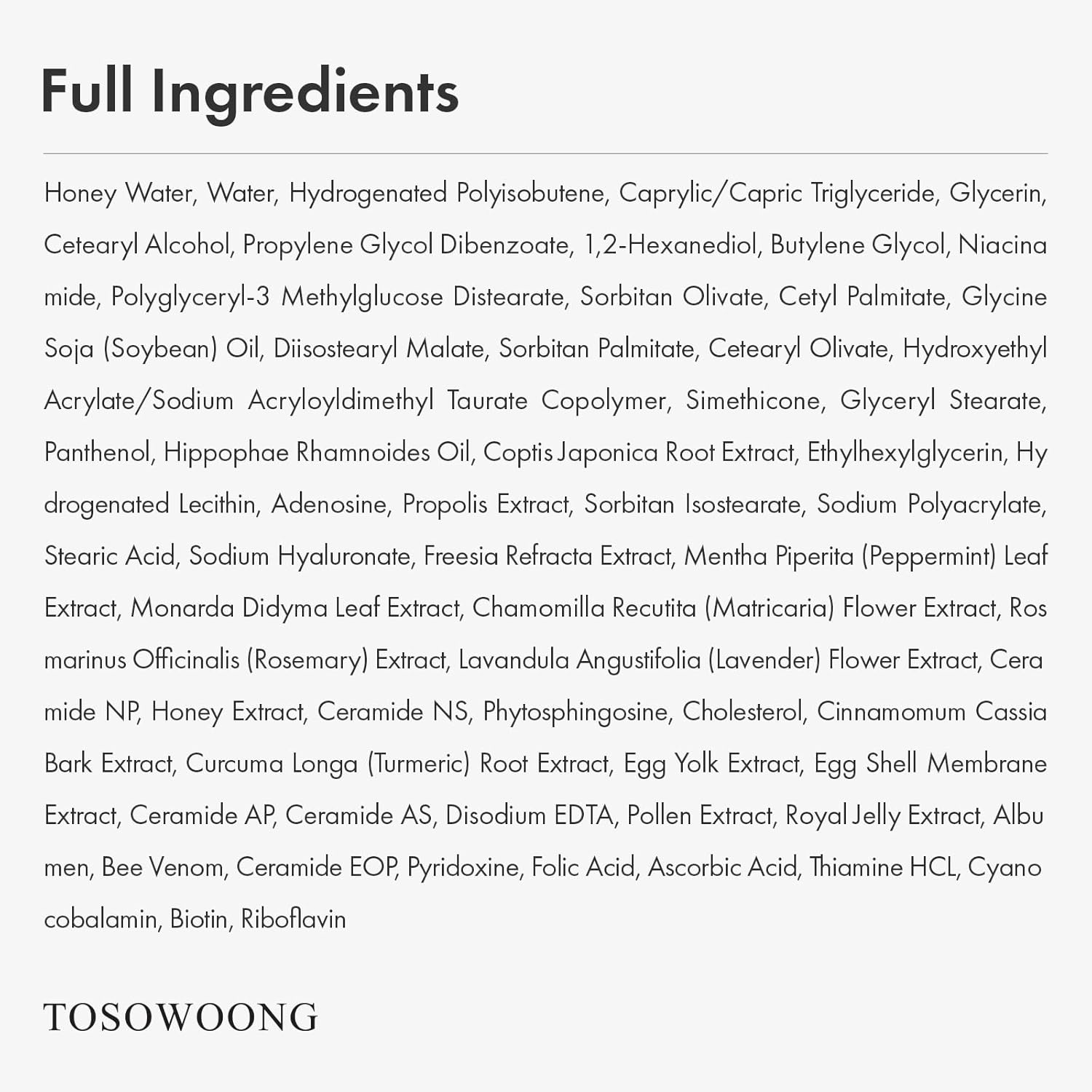 TOSOWOONG Honey Glow 47% Propolis Cream, Hydrating Facial Soothing Moisturizer with Bee Venom, Royal Jelly Extract, Vitamin C for Irritated Dry Skin, Glass Skin, Korean Skincare, 50ml / 1.69 fl.oz. - view 5