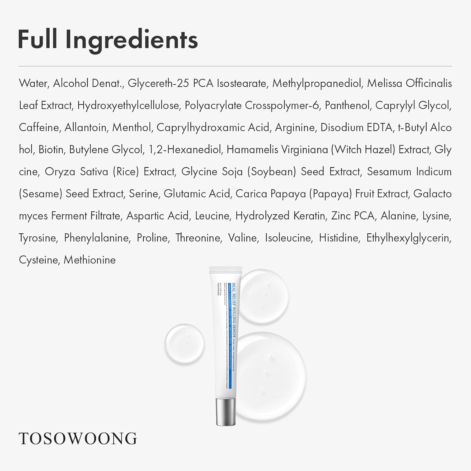 TOSOWOONG Real Relief Rolling Serum, Hair Growth Serum Roll On with Biotin, Caffeine, Panthenol, Menthol, Soothes Itchy, Flaky Scalp, Non-Greasy, Lightweight, Korean Skincare, 20ml / 0.67 fl. oz. - view 5