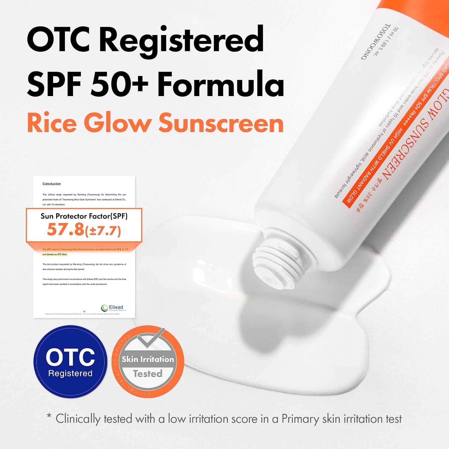 TOSOWOONG Rice Glow Sunscreen, SPF50+ Broad Spectrum Korean Sunscreen for Face, Dewy Finish No White Cast, Glass Skin Hydrating SPF Moisturizer with Rice Water & Hyaluronic Acid, 50ml / 1.69 fl. oz. - view 4